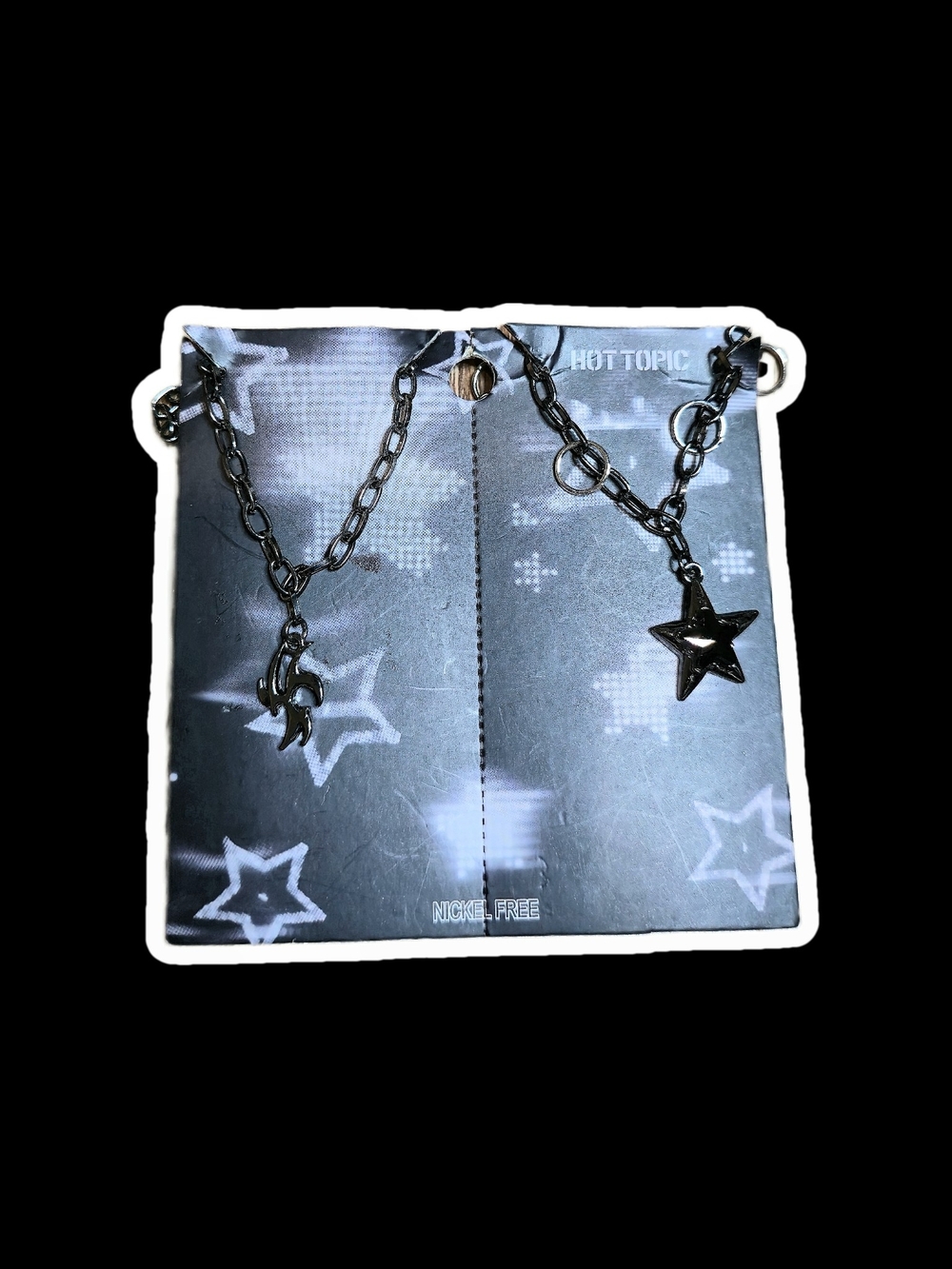 Hot Topic Black Star & Spikey Shape Charm Necklace Set